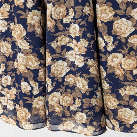 Express Women’s Dress Y2K Vintage Garden Floral Two-Tone Navy Long Sleeve Size S - Picture 4 of 8